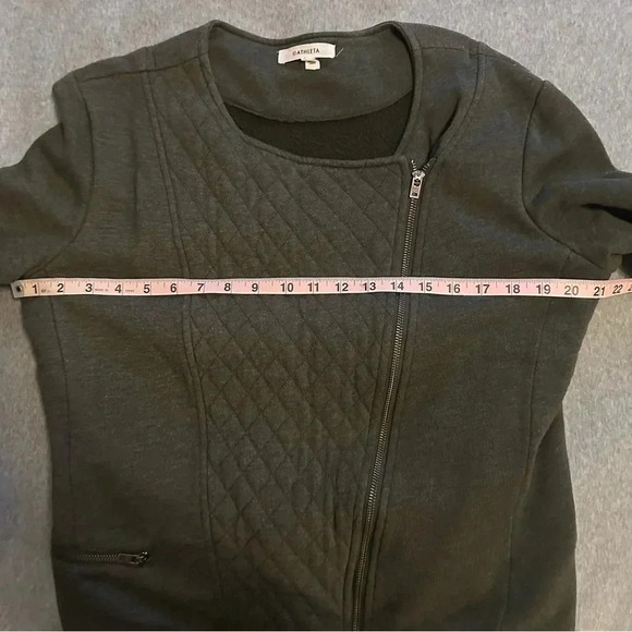 Athleta Belvedere quilted asymmetrical moto jacket grayish green size L - Picture 6 of 10